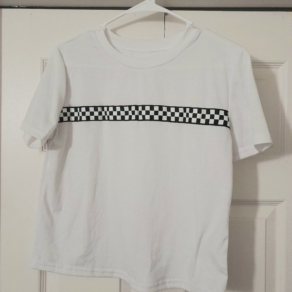 White Checkered tshirt